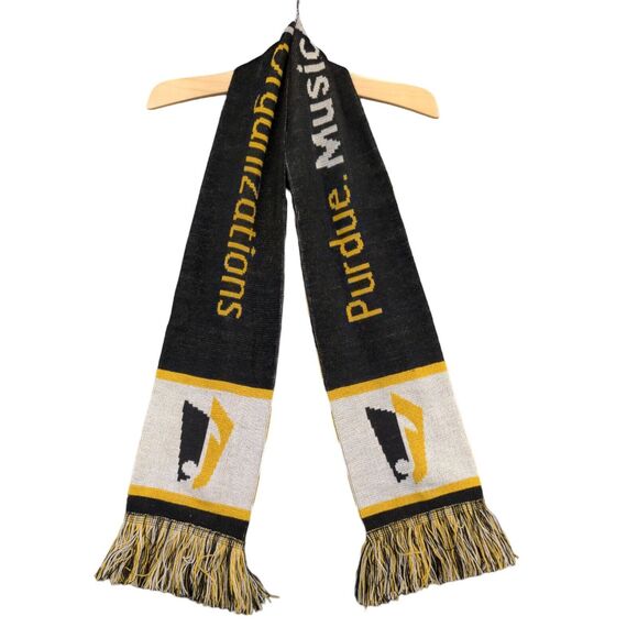 Purdue Musical Organizations Tasseled Scarf Multicolored Striped 55x6 - Picture 1 of 6